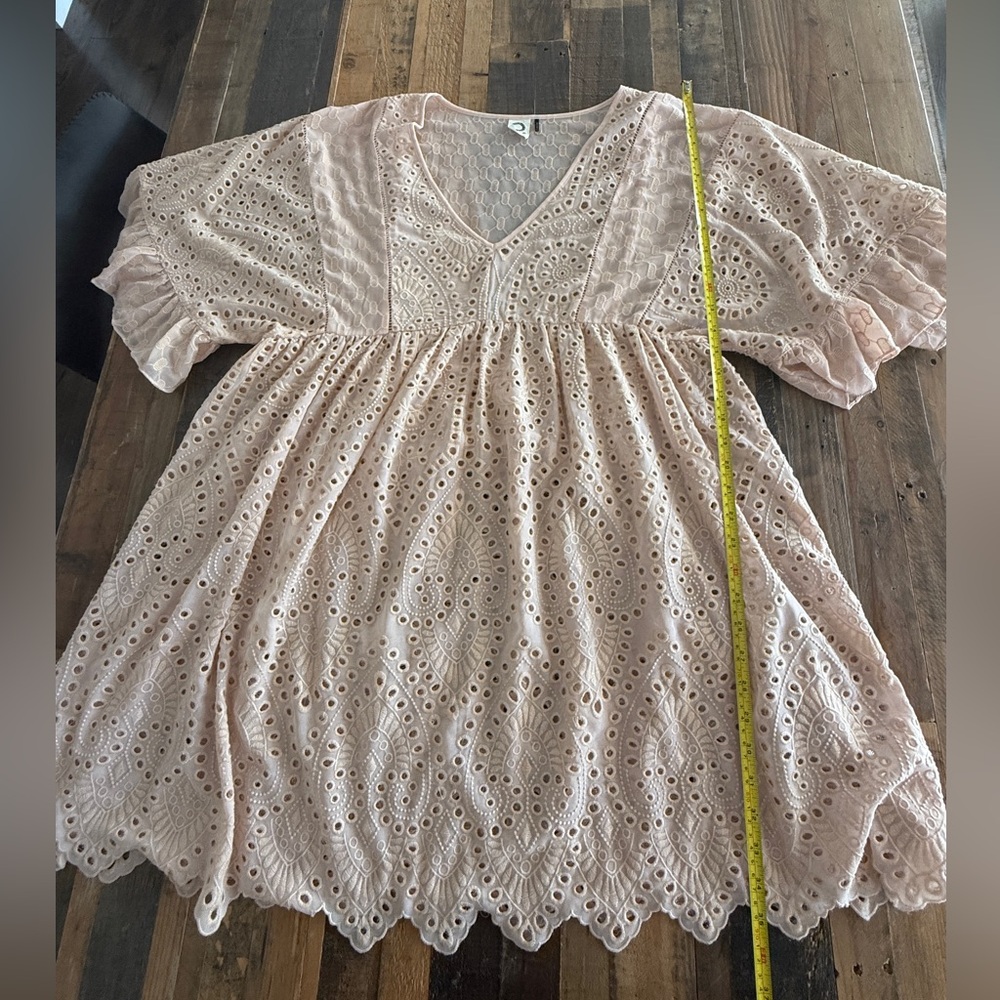 Light Pink Eyelet Lace Anthropologie  Dress